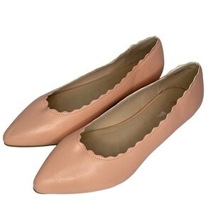 NEW Restricted Peachy Pink Pointy Toe Flats Balletcore Slip On Scalloped Sz 8.5